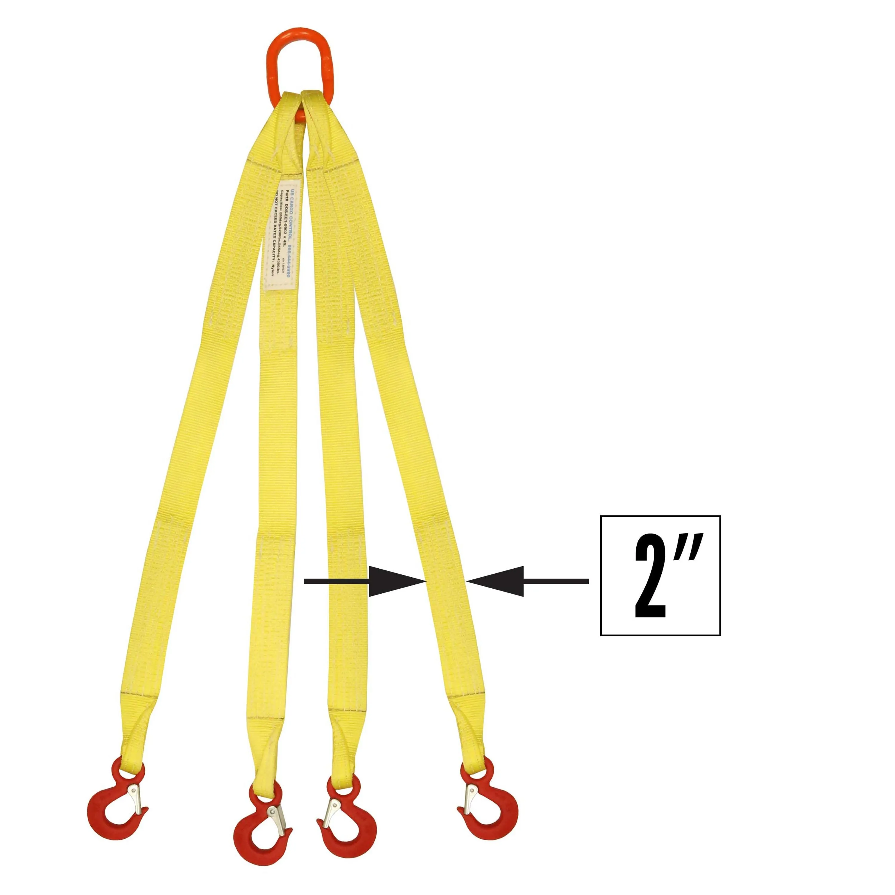 2"x5' (1 ply) Quad Leg Nylon Sling w/ Master Link & Sling Hook