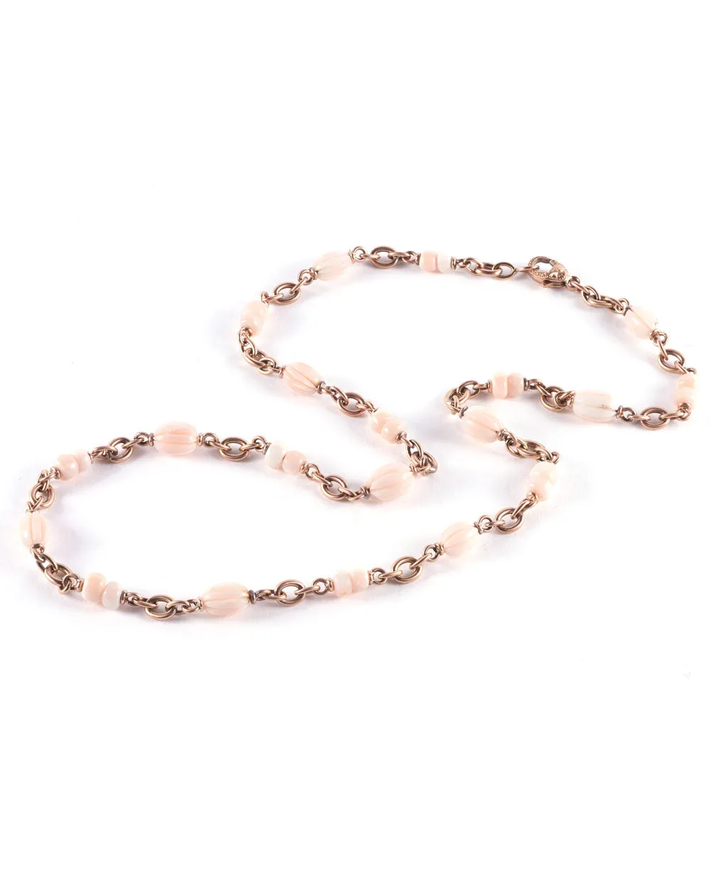 Angel Skin Coral Beaded Link Necklace