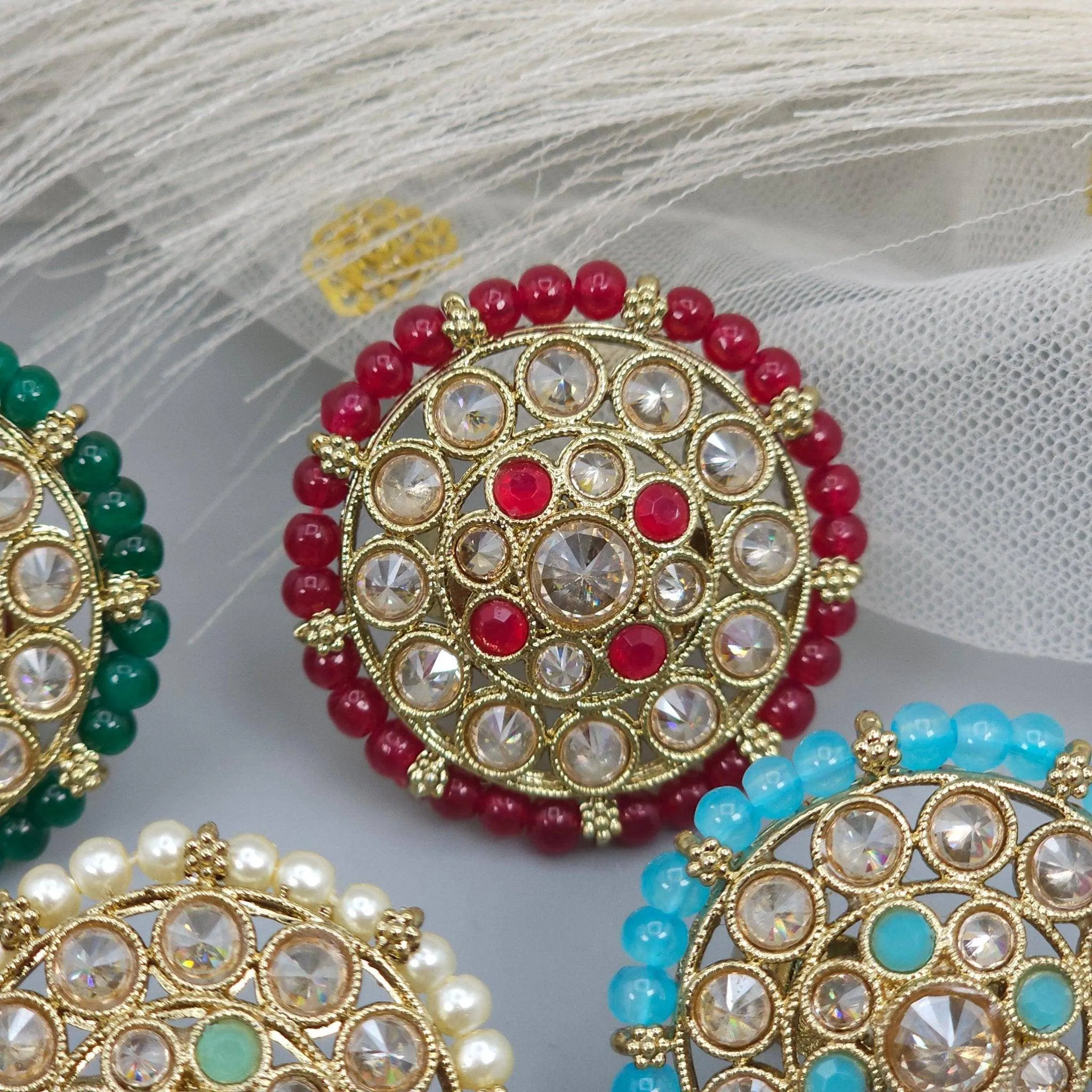 Antique Gold Polki Mandala Statement Ring