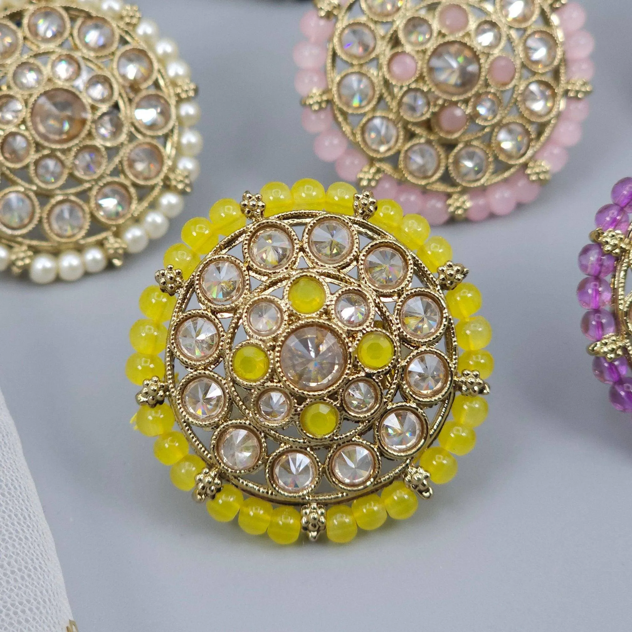 Antique Gold Polki Mandala Statement Ring