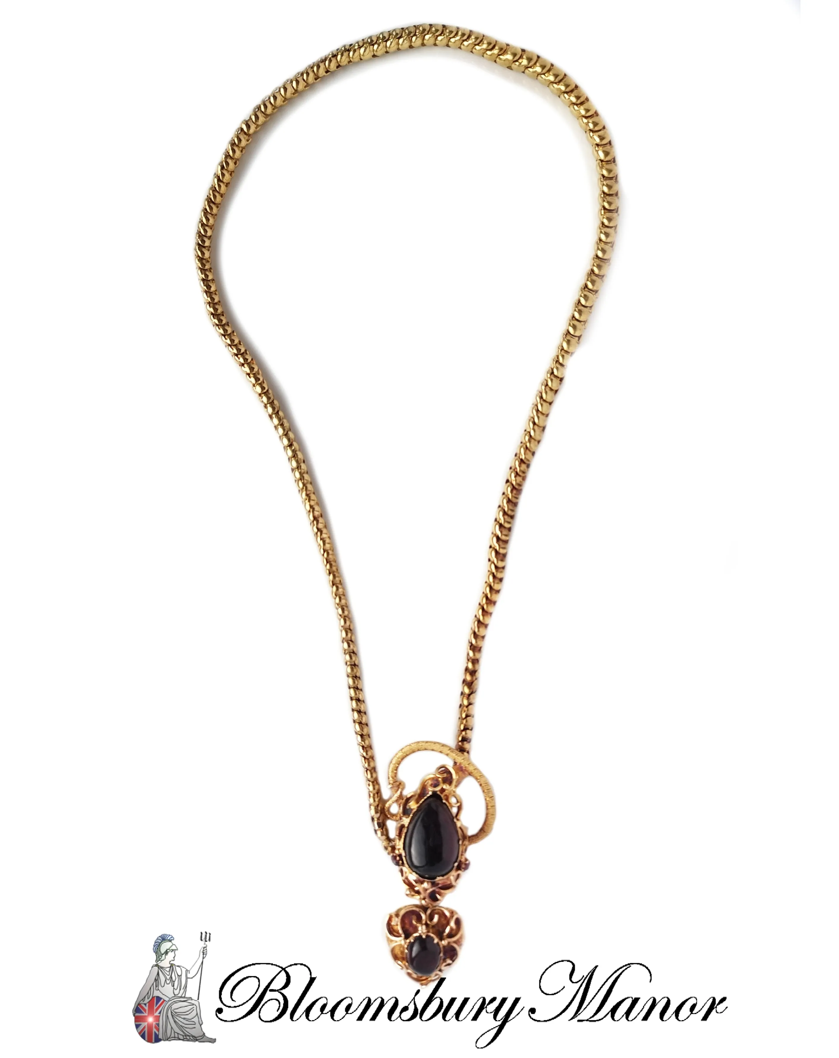 Antique Victorian Garnet Snake Necklace