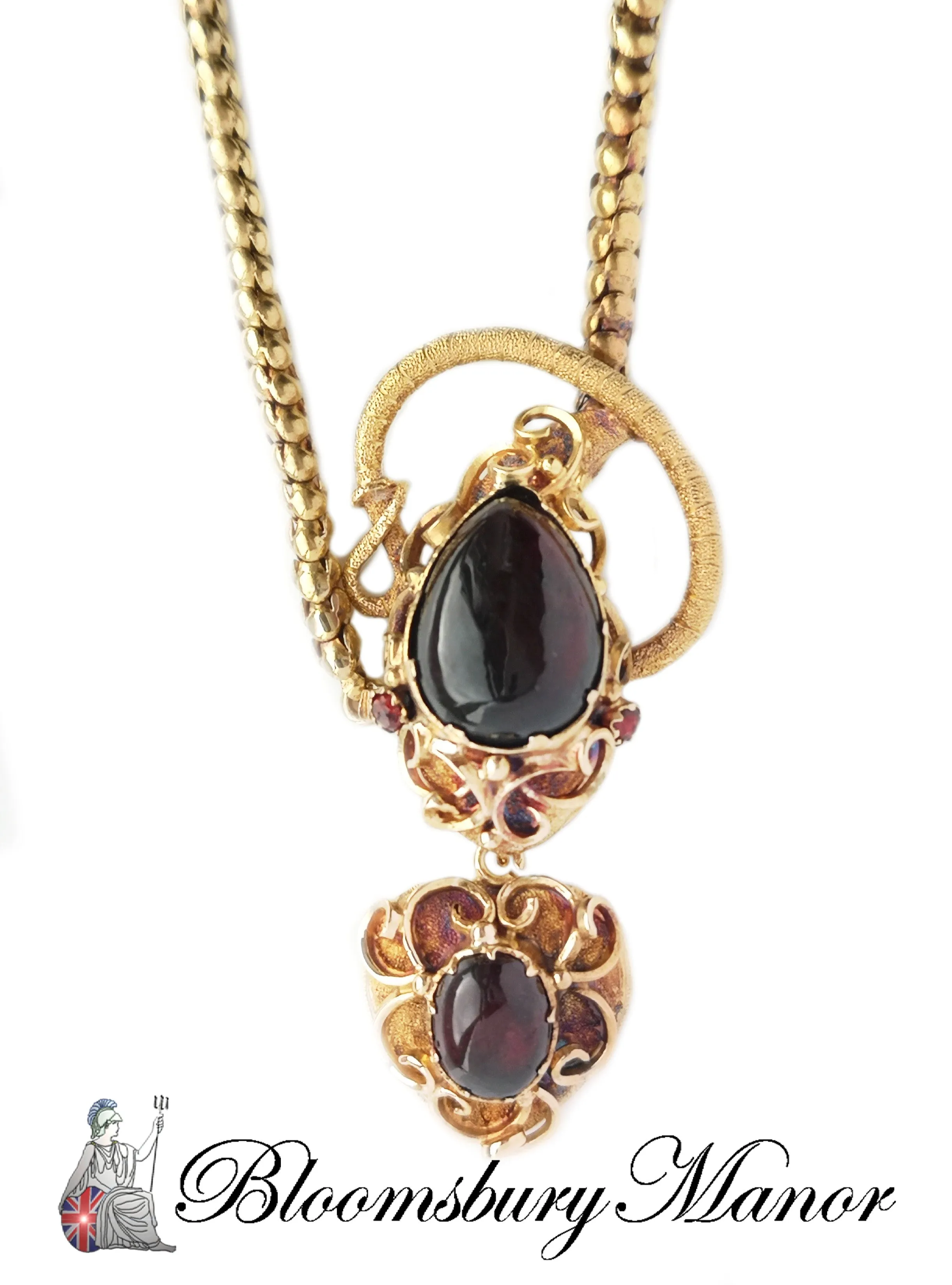 Antique Victorian Garnet Snake Necklace