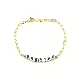 Ashley Gold Stainless Steel Gold Plated "BREATHE" Enamel Block Letter Link Bracelet