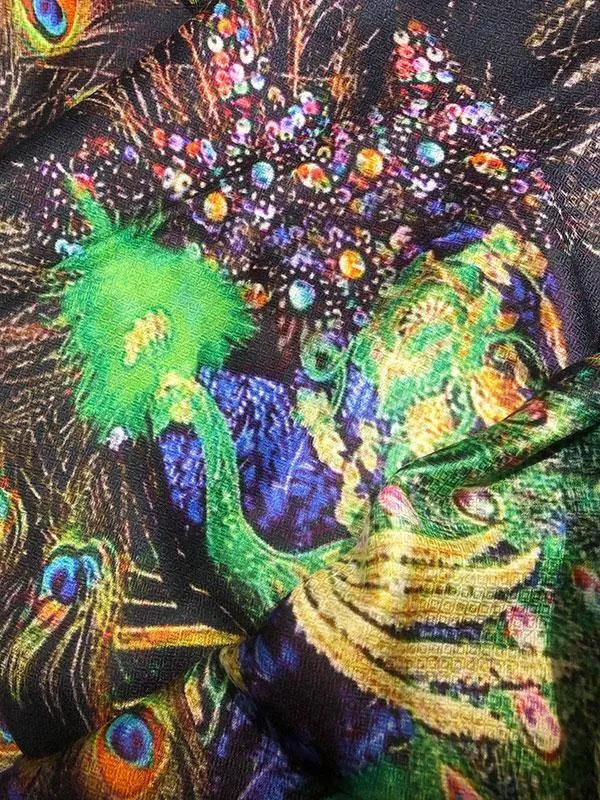 Black & Blue Peacock Scarf - Modal Elegance from India