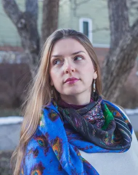 Black & Blue Peacock Scarf - Modal Elegance from India