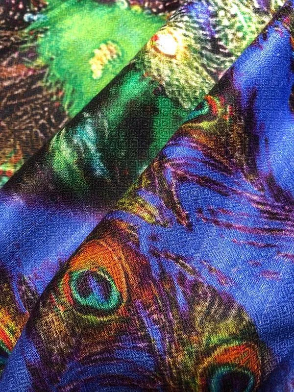 Black & Blue Peacock Scarf - Modal Elegance from India