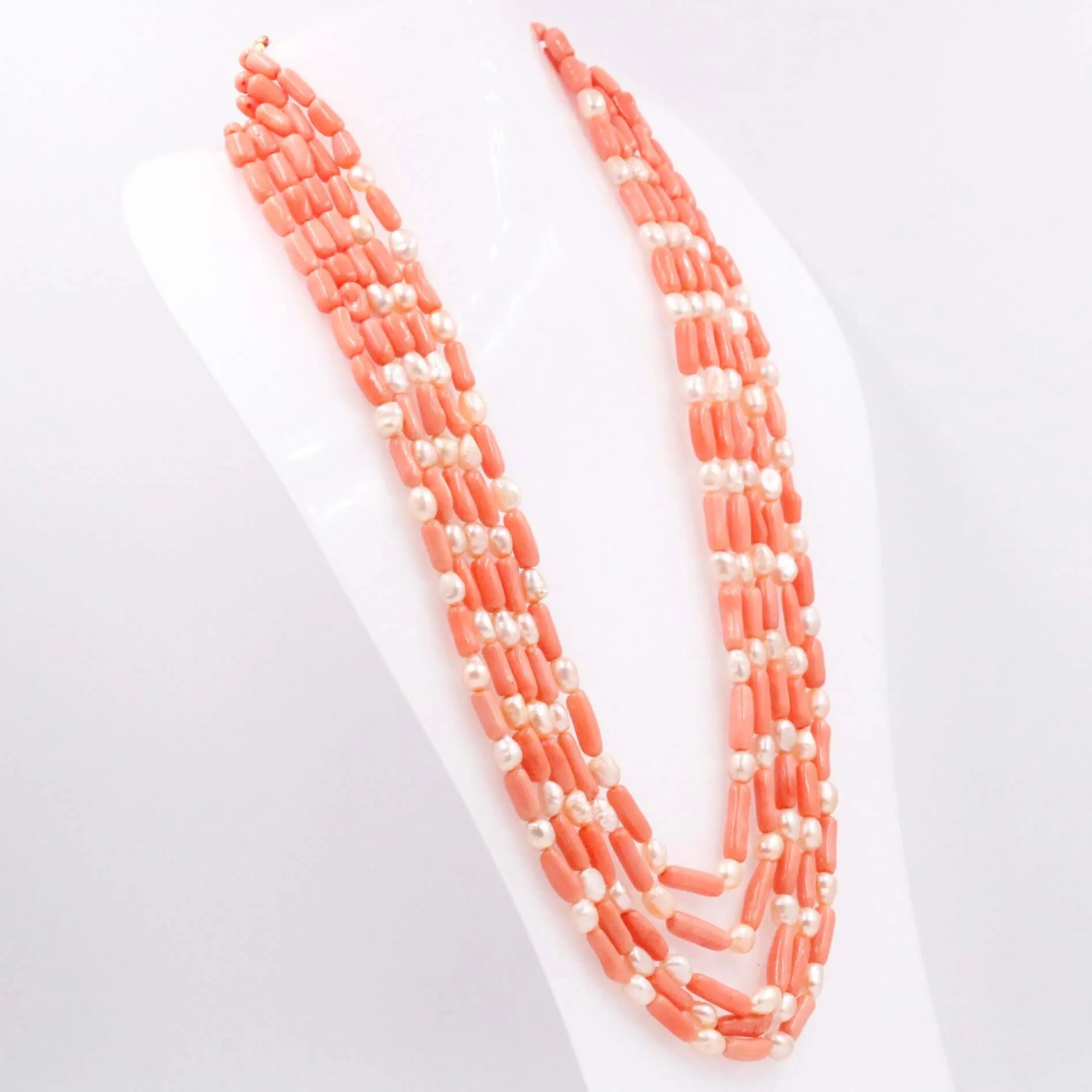 Coral and Pearl Necklace Coral and Fresh Water Pearl Necklace Gemstone Necklace Beaded Necklace Layered Necklace SKU 6143329