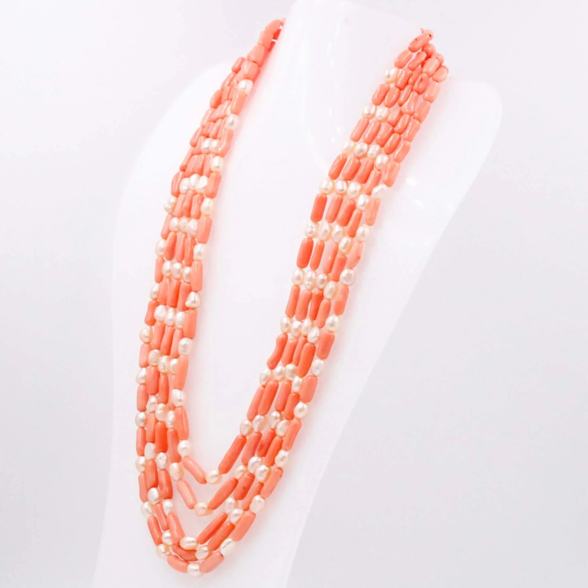 Coral and Pearl Necklace Coral and Fresh Water Pearl Necklace Gemstone Necklace Beaded Necklace Layered Necklace SKU 6143329