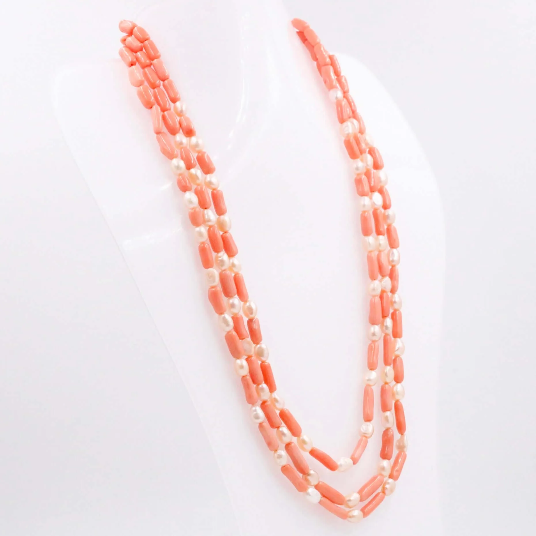 Coral and Pearl Necklace Coral and Fresh Water Pearl Necklace Gemstone Necklace Beaded Necklace Layered Necklace SKU 6143329