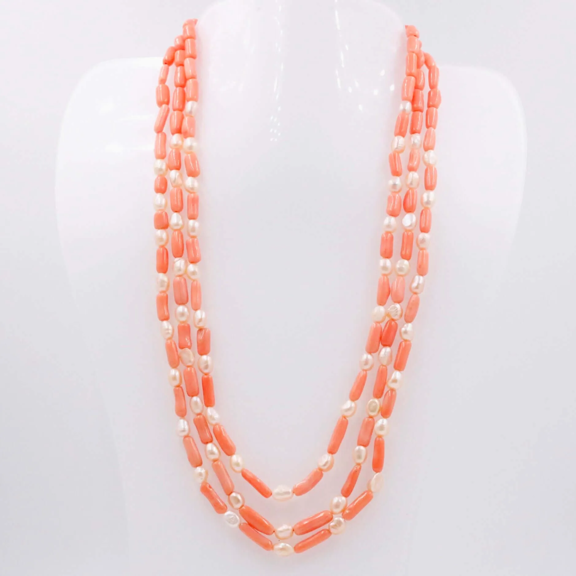 Coral and Pearl Necklace Coral and Fresh Water Pearl Necklace Gemstone Necklace Beaded Necklace Layered Necklace SKU 6143329