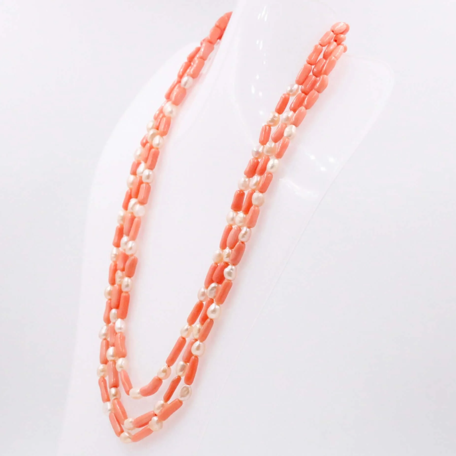 Coral and Pearl Necklace Coral and Fresh Water Pearl Necklace Gemstone Necklace Beaded Necklace Layered Necklace SKU 6143329