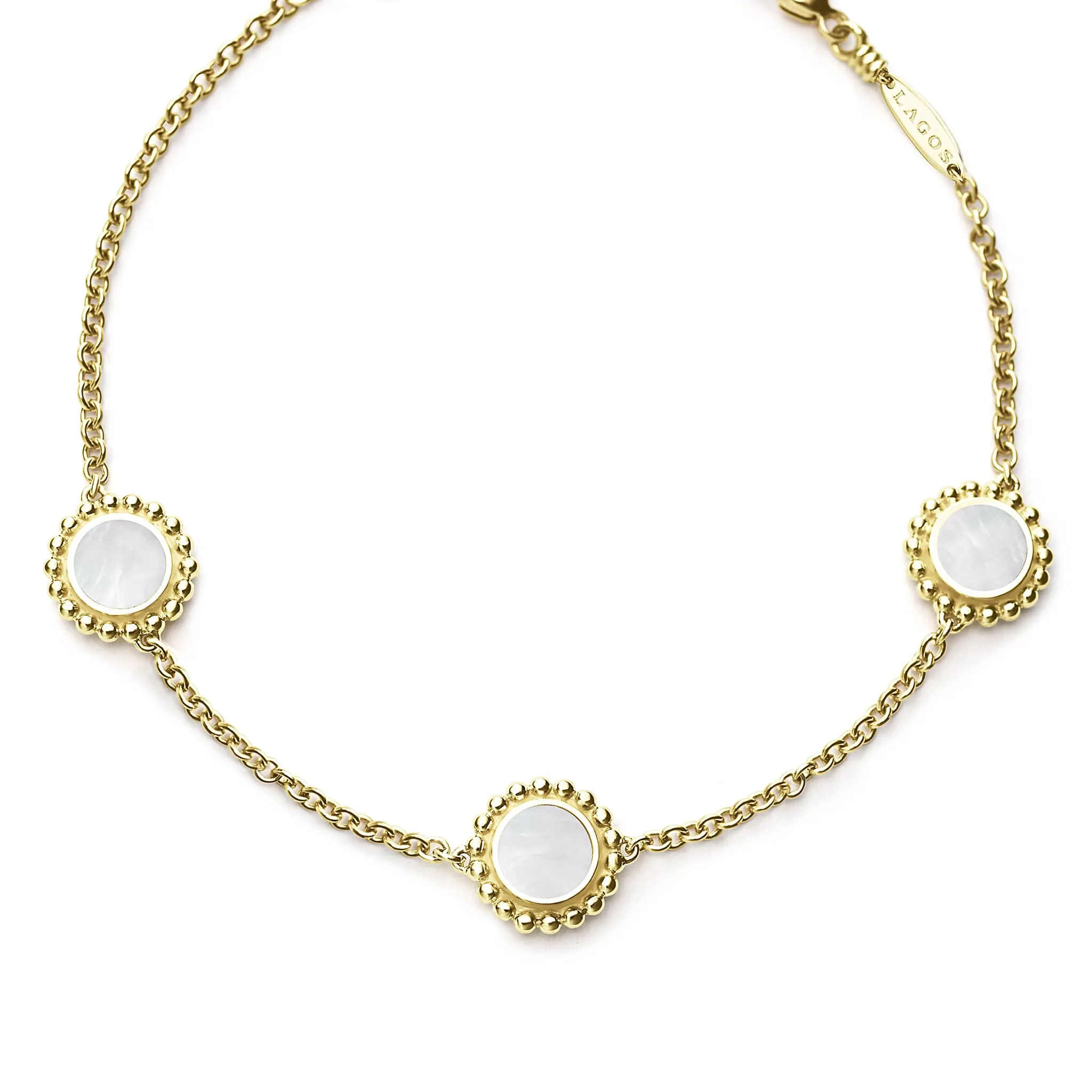 Covet Three Station Round Mother of Pearl Bracelet