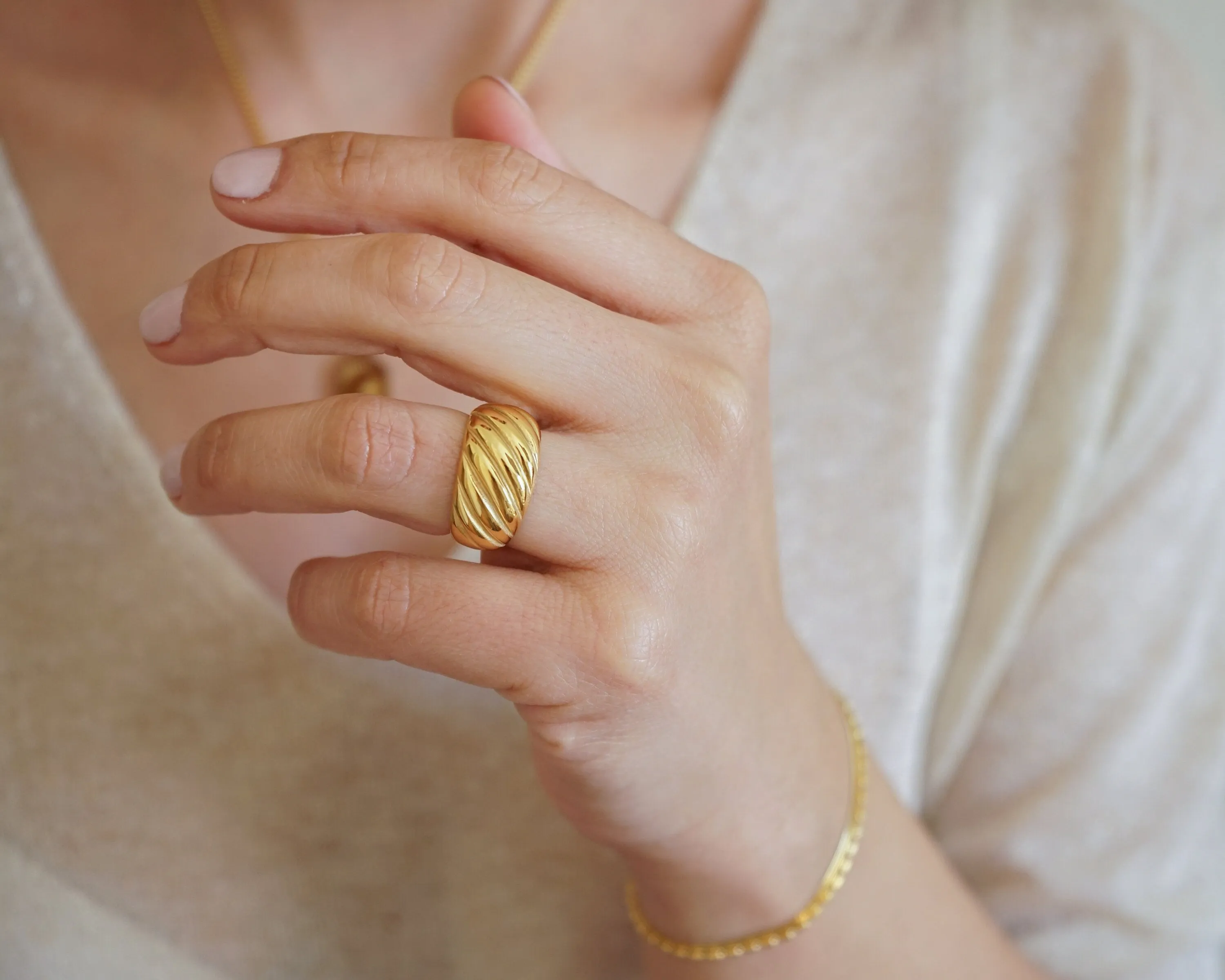 Croissant Chunky Gold Ring
