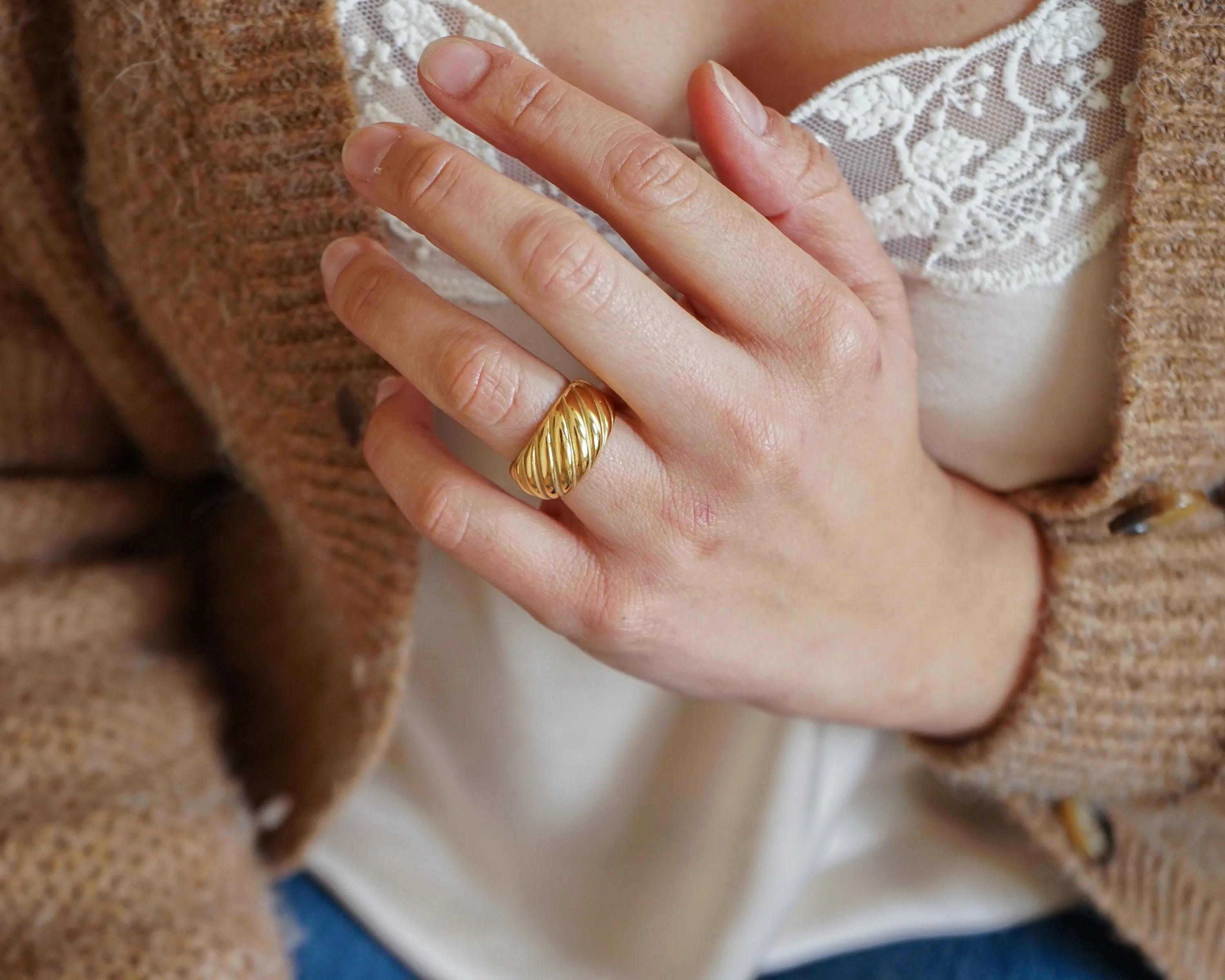 Croissant Chunky Gold Ring