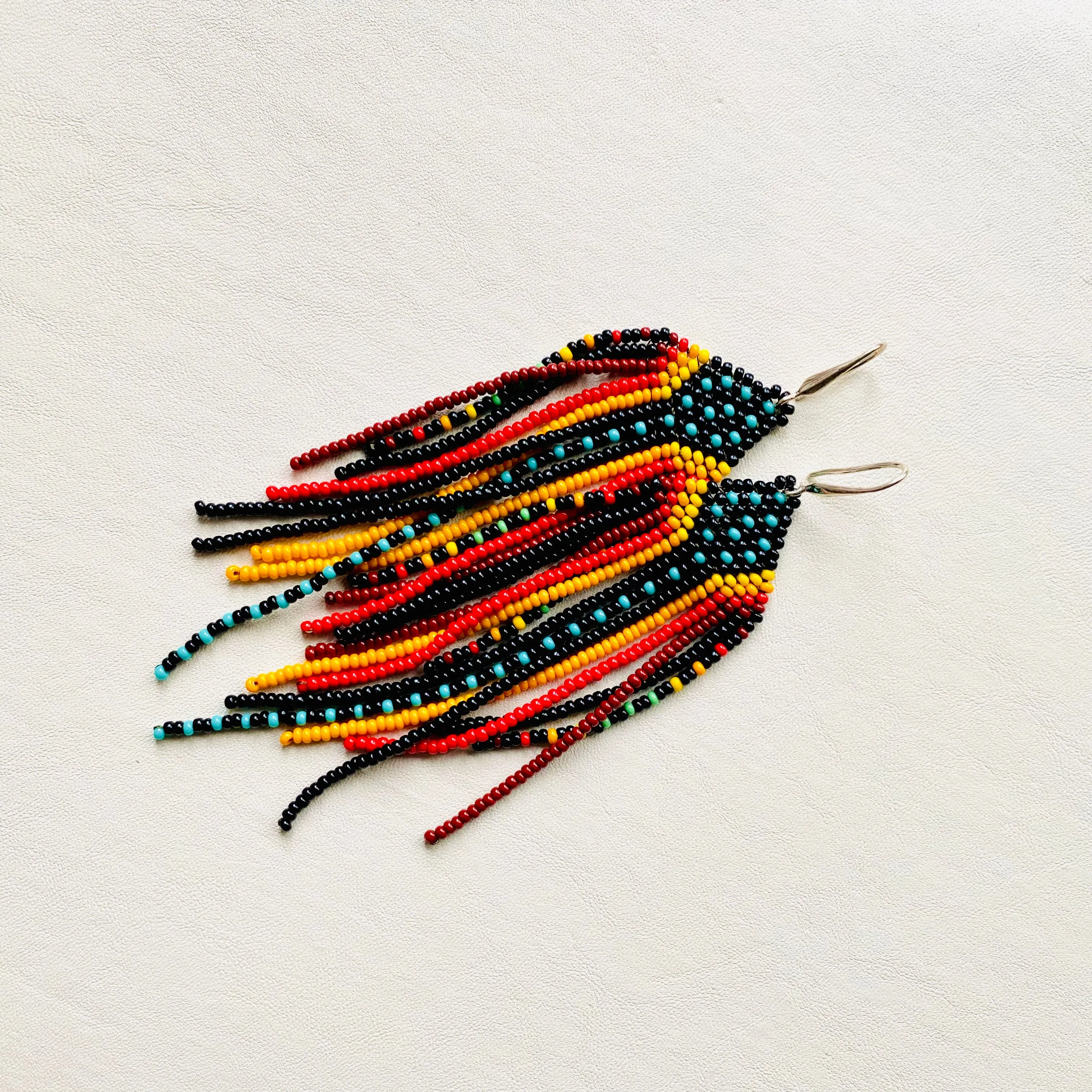 Dangle Colorful Seed Bead Chandelier Earrings for Women in boho hippie style. Statement Fringe Earrings. Long Indigenous style Earrings Native inspired. Ukraine seller.