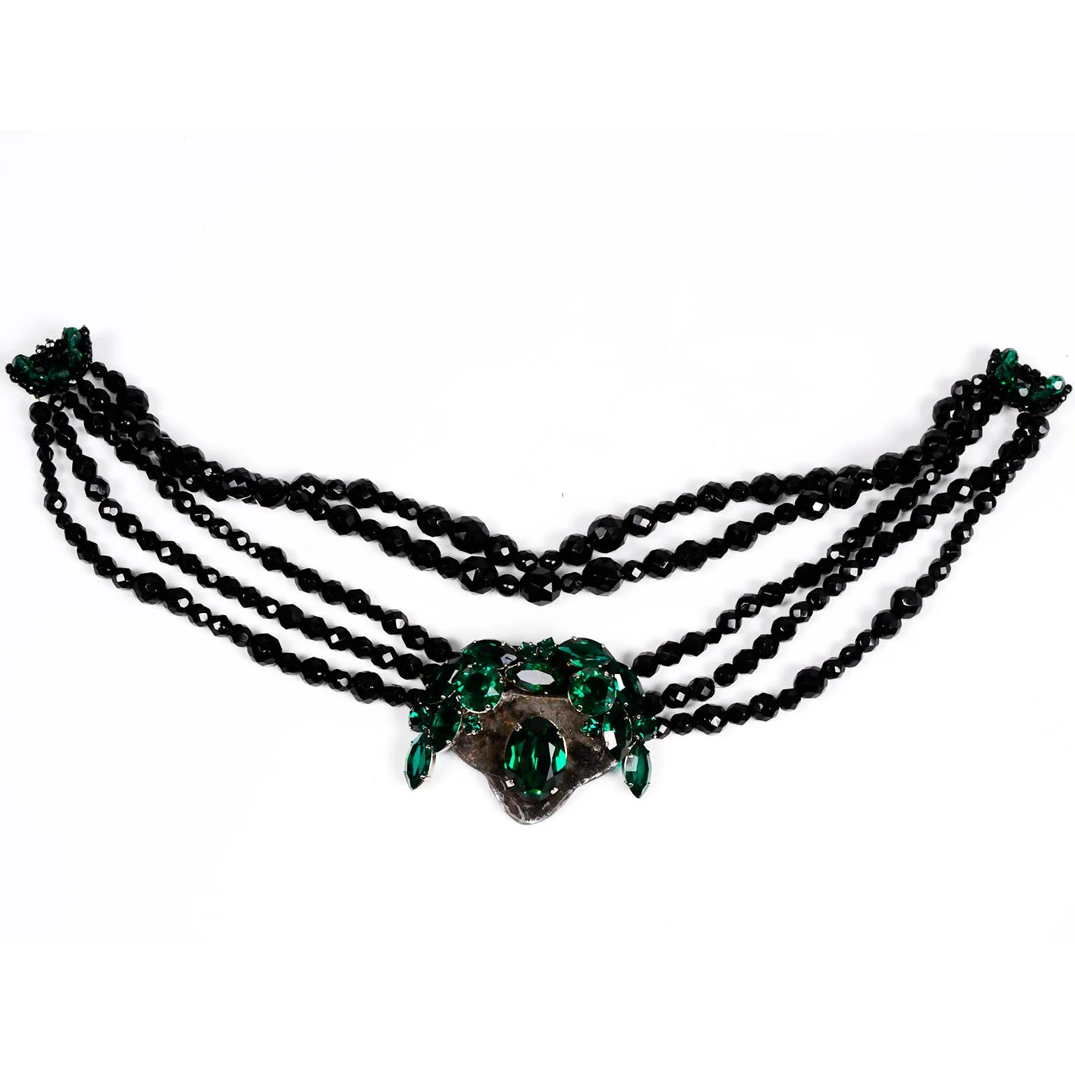 Emanuel Ungaro Couture Choker Black & Green Vintage Statement Necklace