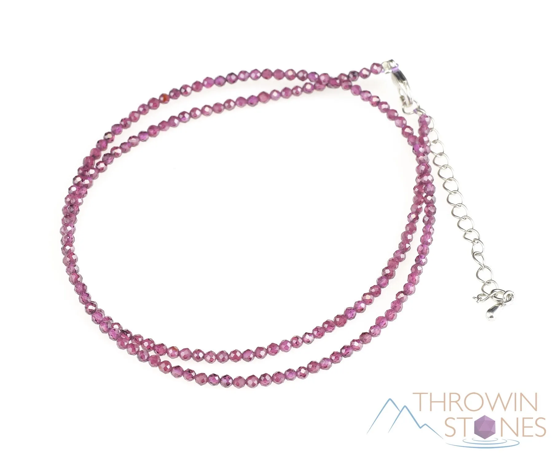 GARNET Crystal Necklace, Choker - Faceted Seed Beads - Dainty Crystal Necklace, Beaded Necklace, Birthstone Necklace, Jewelry, E1580