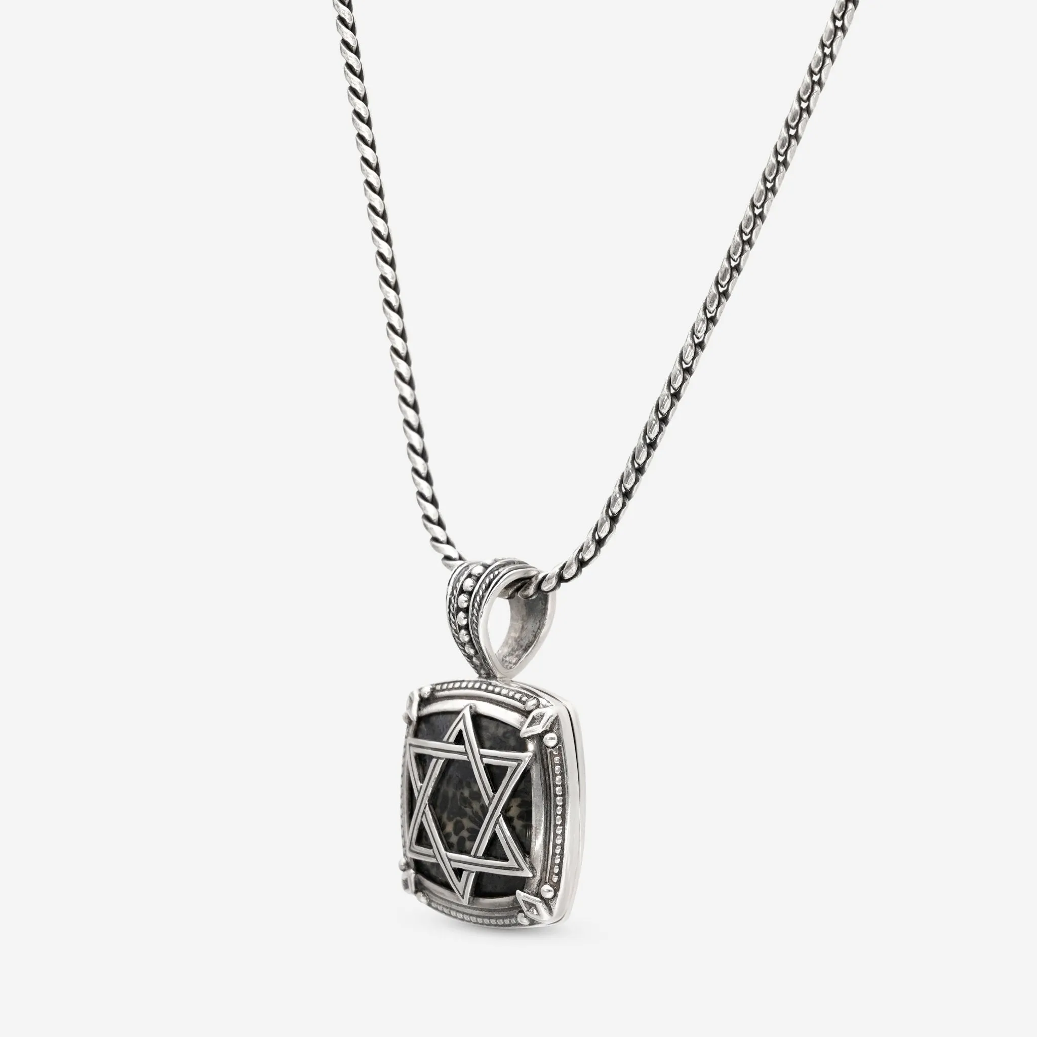 Konstantino Sterling Silver & Petrified Coral Star of David Pendant Necklace C-MEKJ673-131-449