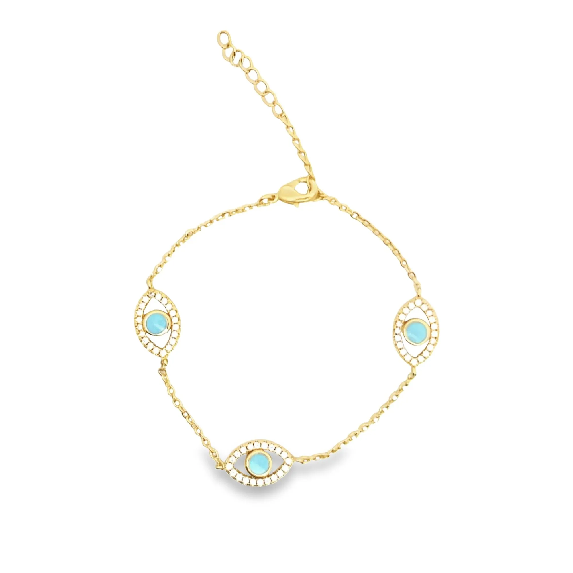 Lucky Eye CZ Cable Chain Bracelet (I228)