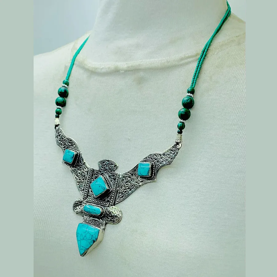 Nepalese Turquoise Green Handmade Necklace