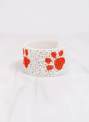 Patty Paw Beaded Cuff Bracelet ORANGE