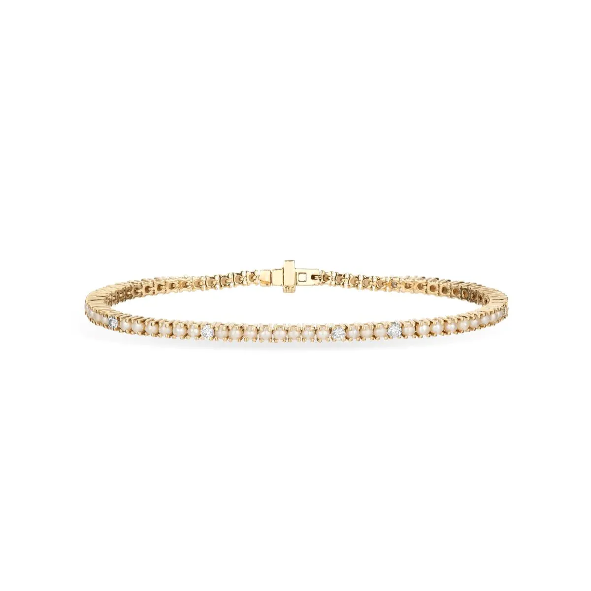Pearl   Diamond Tennis Bracelet