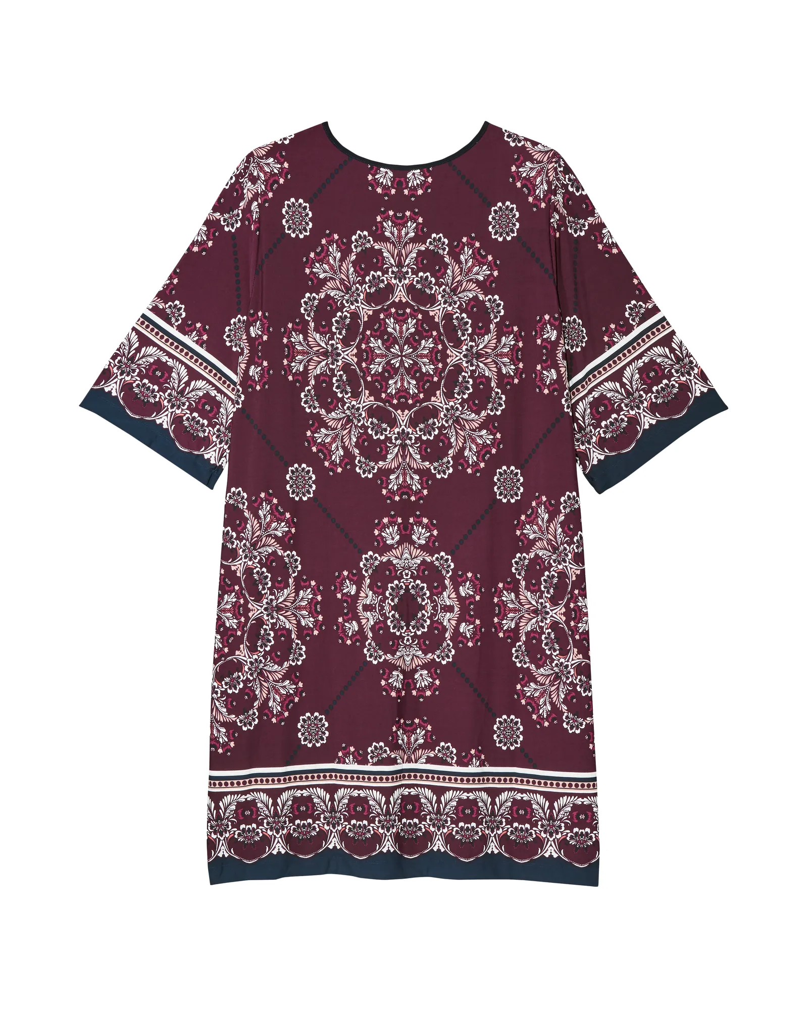 Polson Lattice Detail Dress | Burgundy / Tan