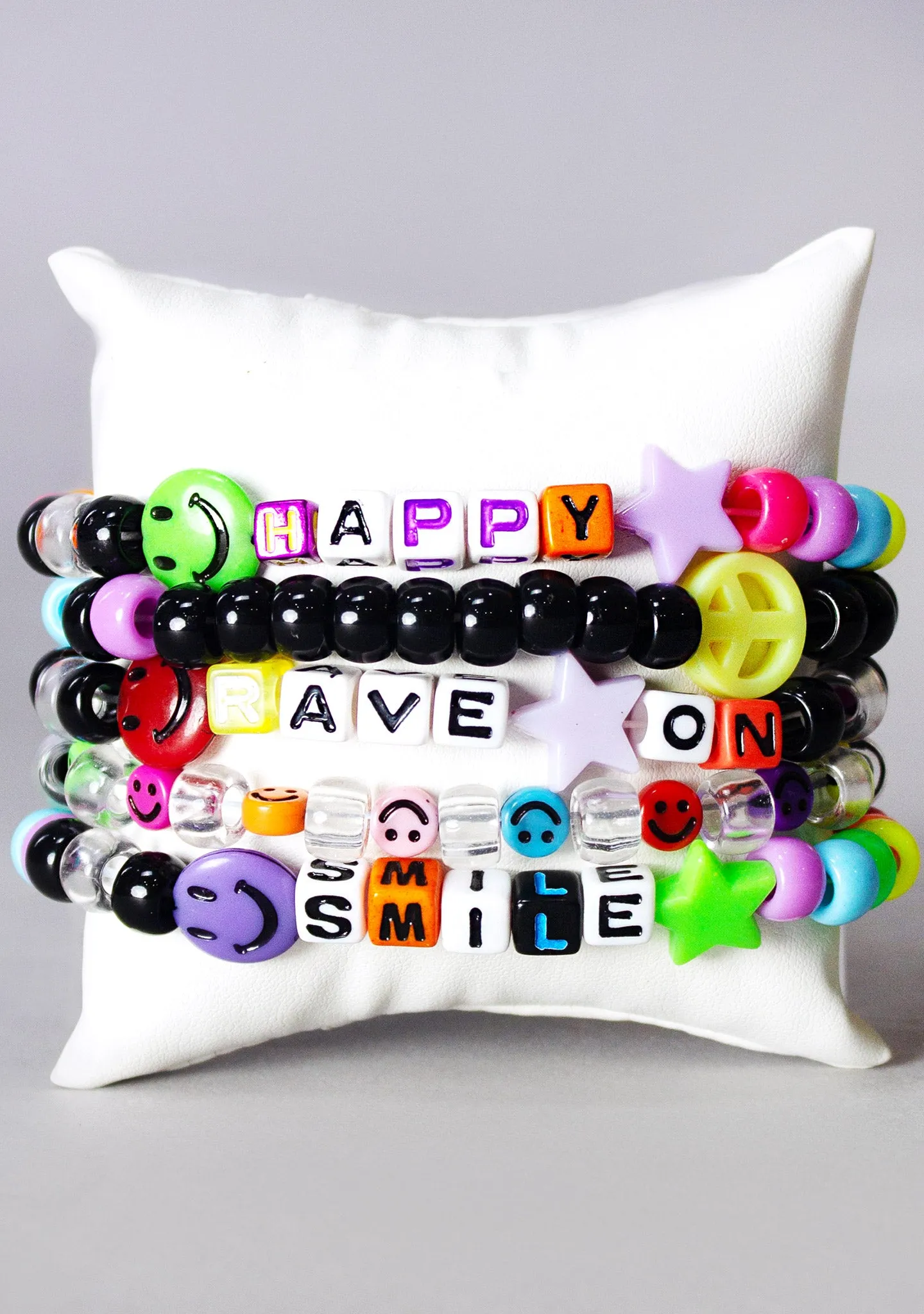 Psychedelic High 5PC Stacked Rave Kandi Bracelet