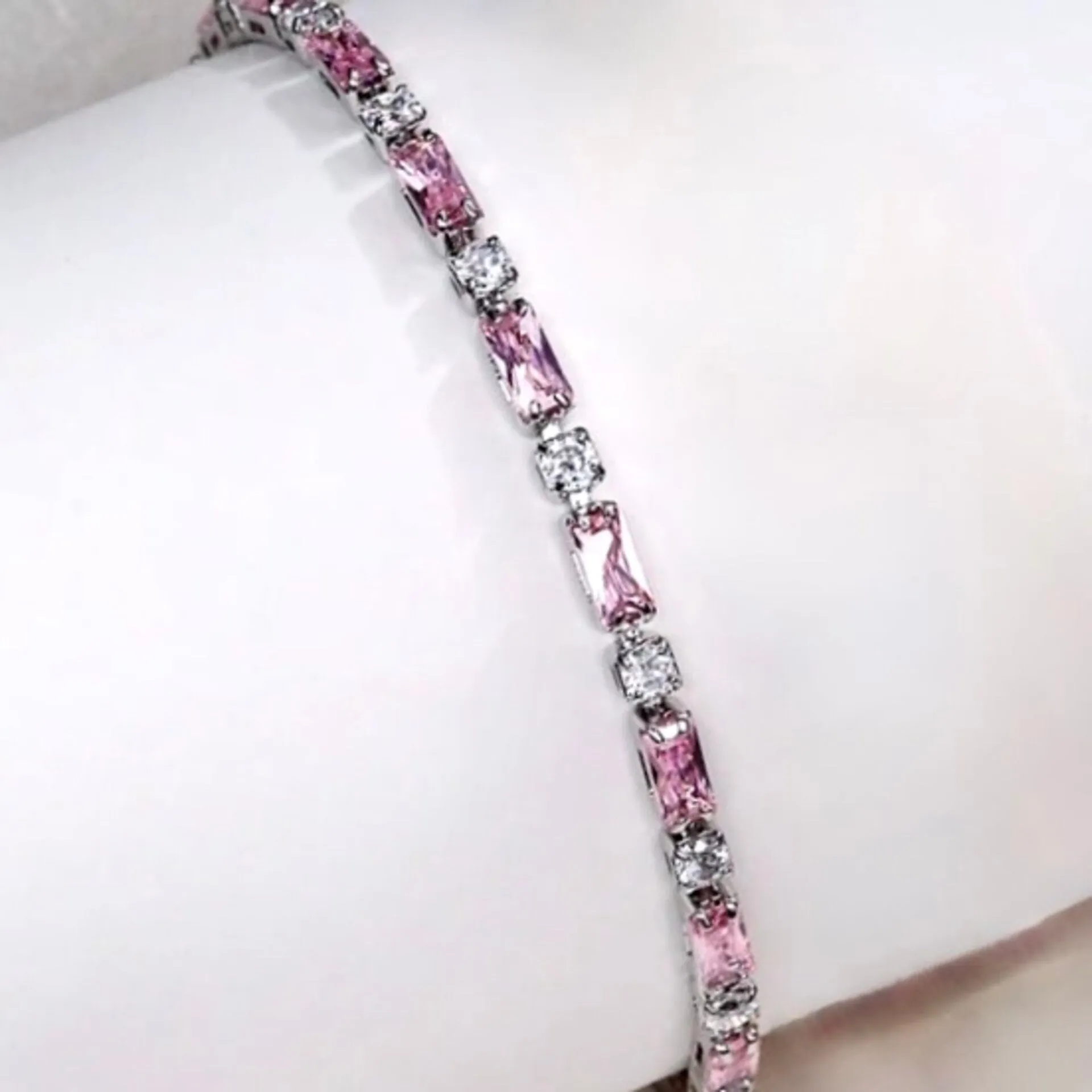 "Lera" - Pink Cubic Zirconia Bridal Bracelet