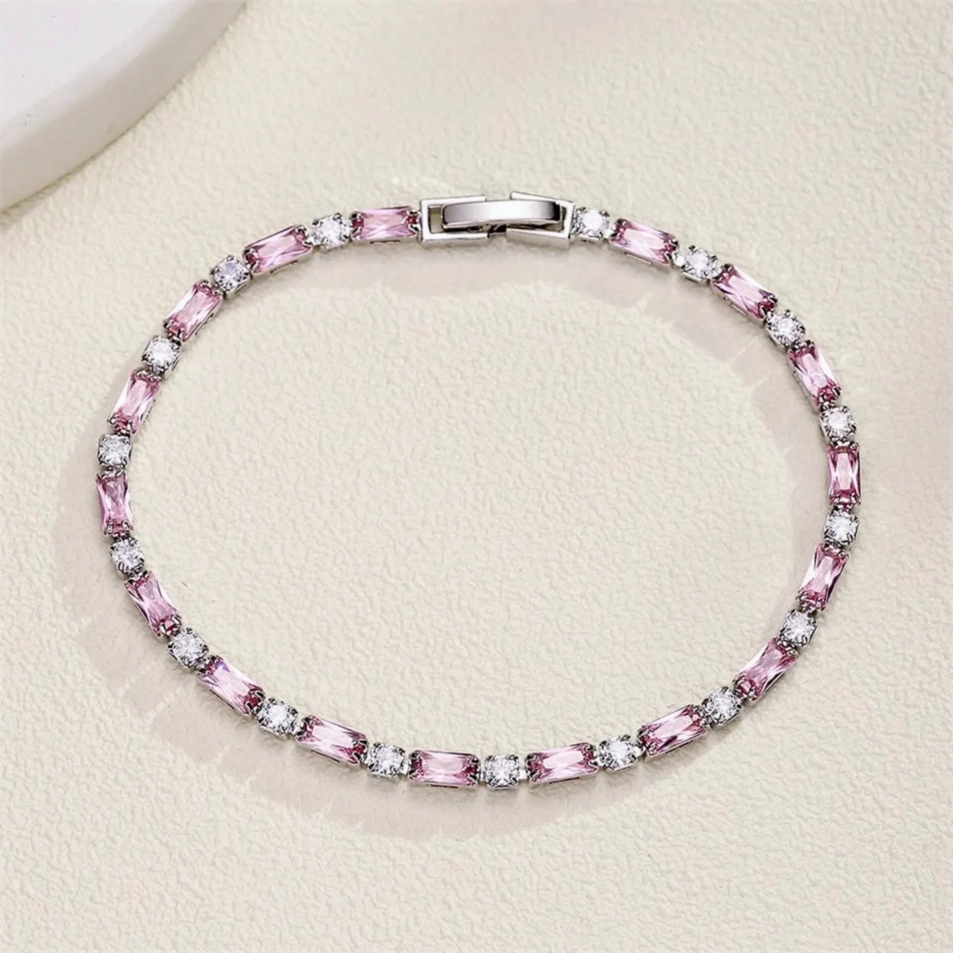 "Lera" - Pink Cubic Zirconia Bridal Bracelet