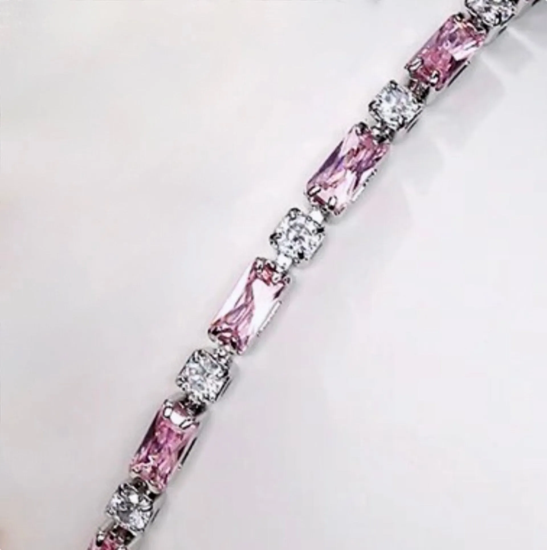 "Lera" - Pink Cubic Zirconia Bridal Bracelet