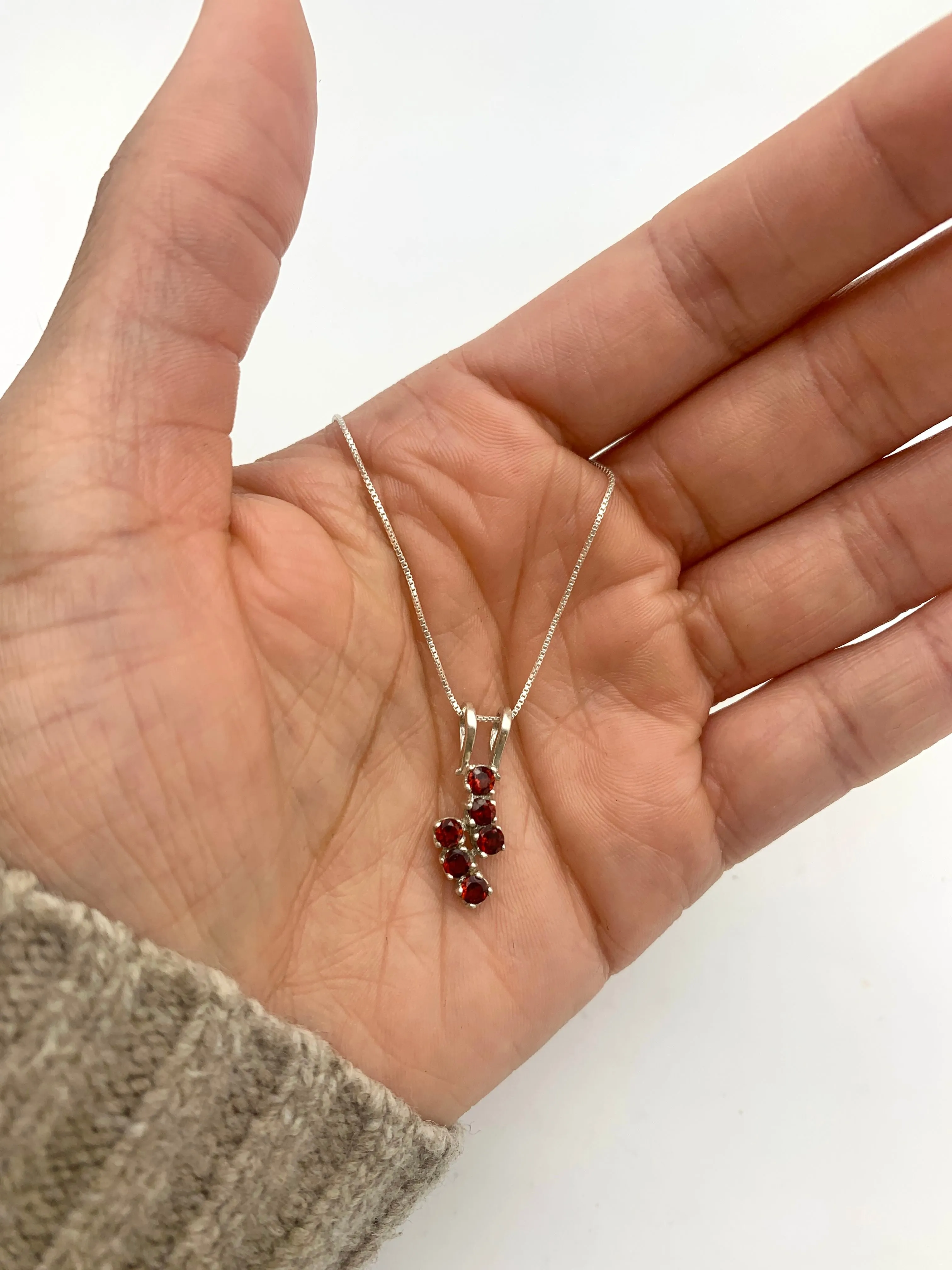 Red Garnet Necklace - Natural Garnet Necklace - Red Dainty Pendant