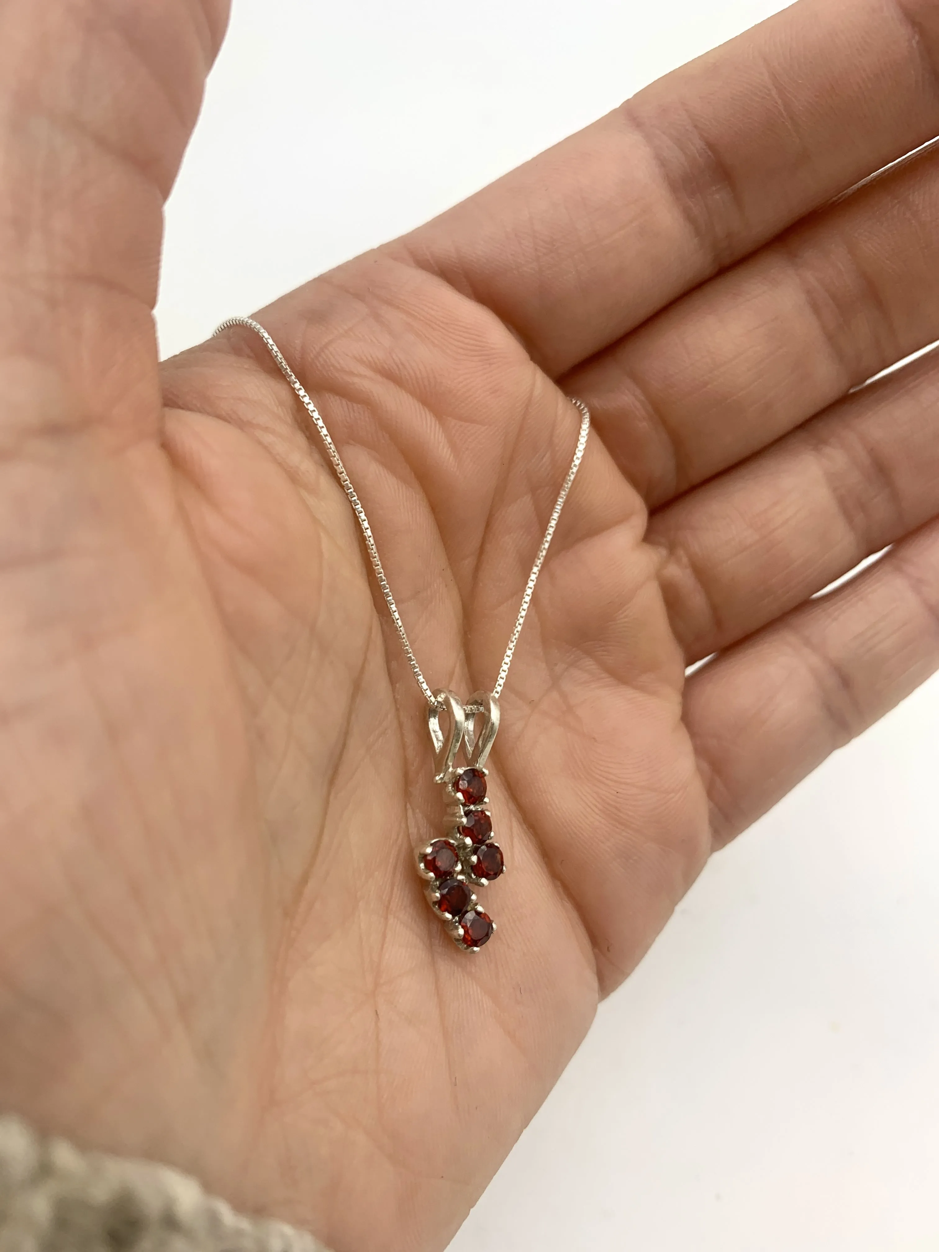 Red Garnet Necklace - Natural Garnet Necklace - Red Dainty Pendant