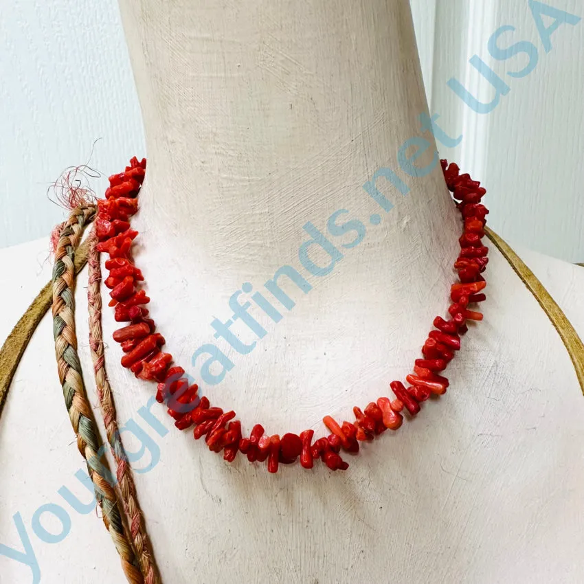 Rustic Vintage Red Branch Coral Necklace