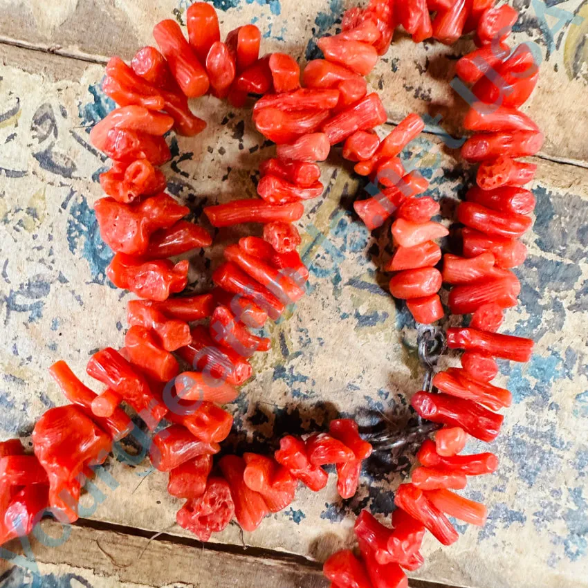 Rustic Vintage Red Branch Coral Necklace