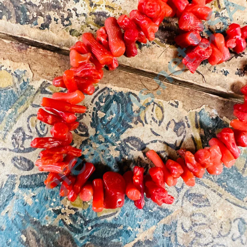 Rustic Vintage Red Branch Coral Necklace