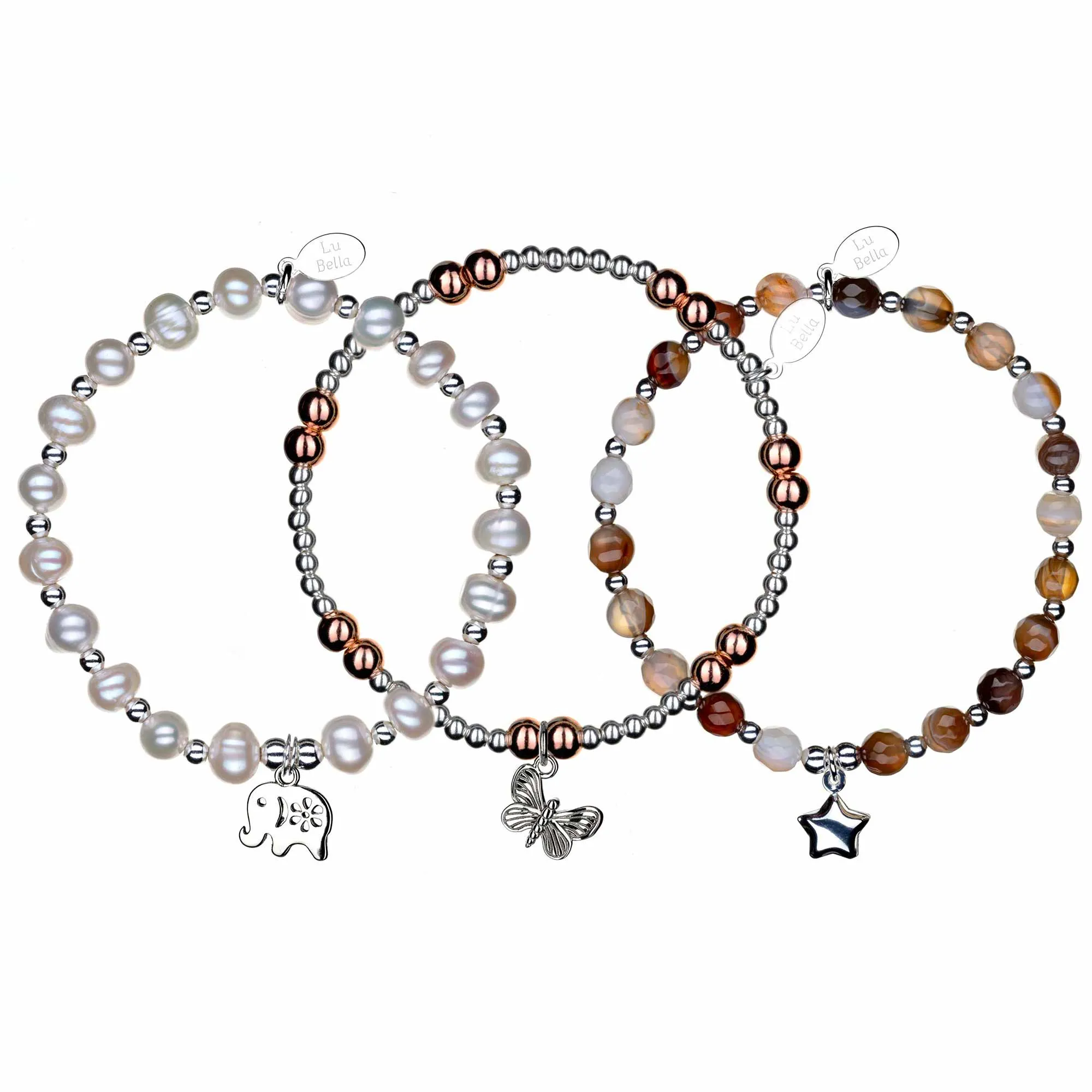 Safe Travels Sterling Silver Stacking Bracelets - Set of 3