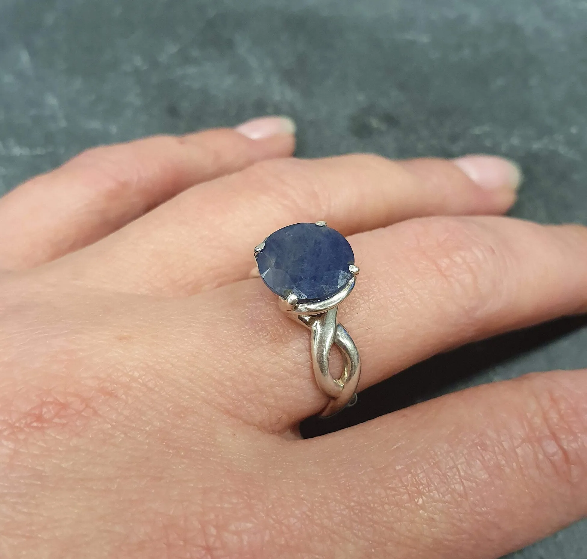 Sapphire Statement Ring - Genuine Sapphire Ring - Blue Round Ring