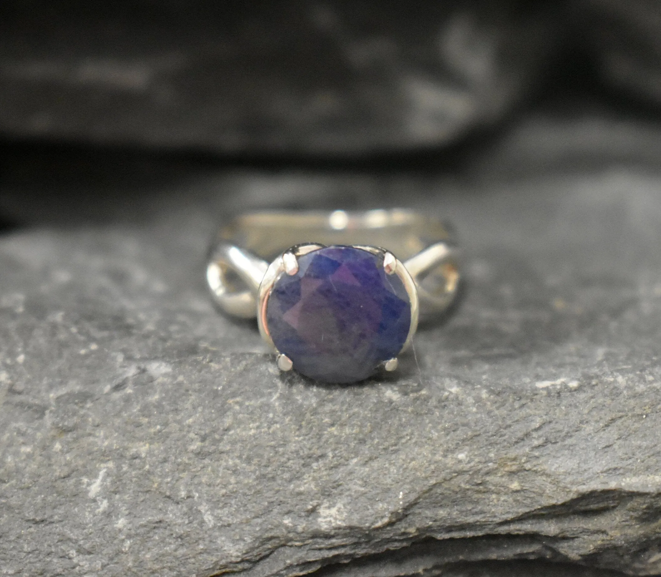 Sapphire Statement Ring - Genuine Sapphire Ring - Blue Round Ring