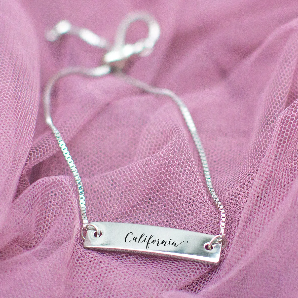 Silver California Adjustable Bar Bracelet