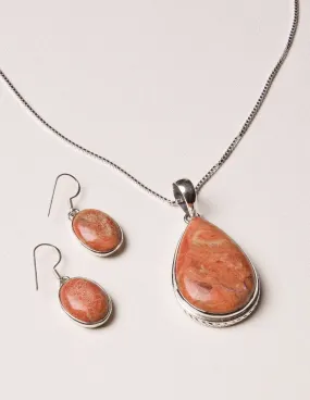 Sponge Coral Necklace and Earring Set