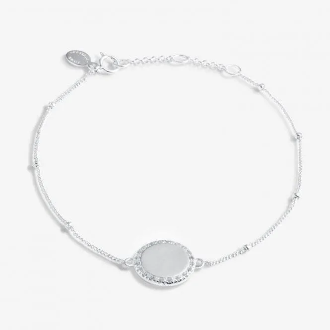 Sterling Silver 21St Birthday Disc Pave 16cm   3cm Bracelet JJS0010