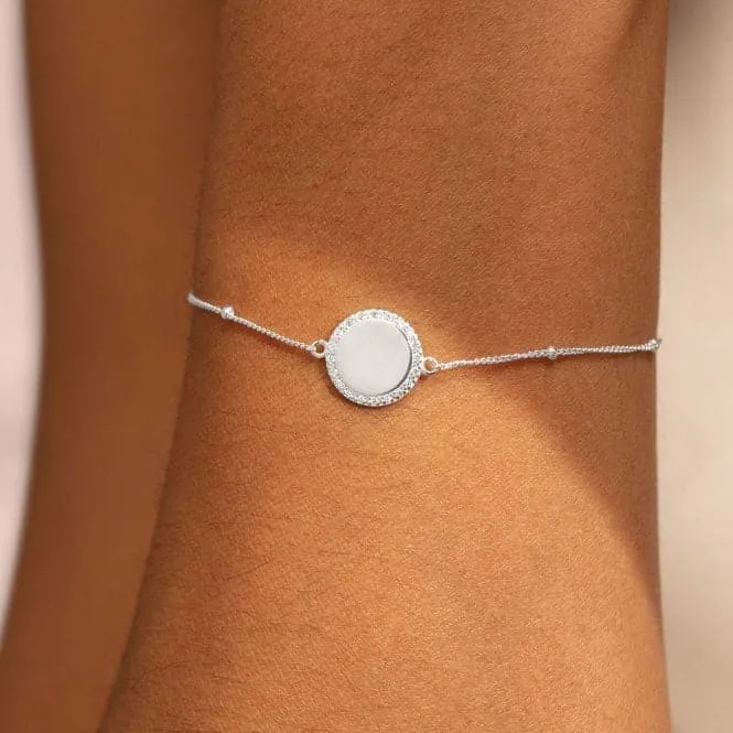 Sterling Silver 21St Birthday Disc Pave 16cm   3cm Bracelet JJS0010