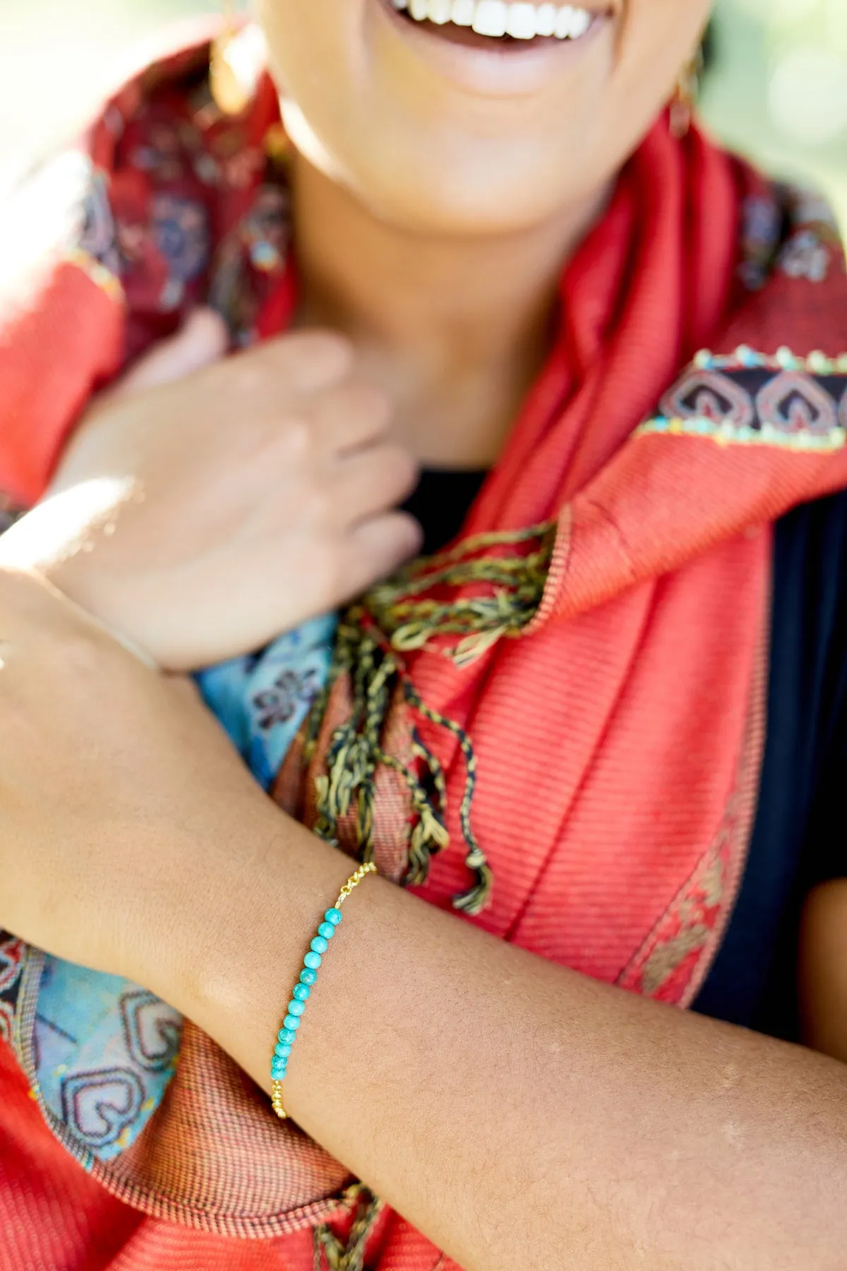 Turquoise and Gold Station Bracelet