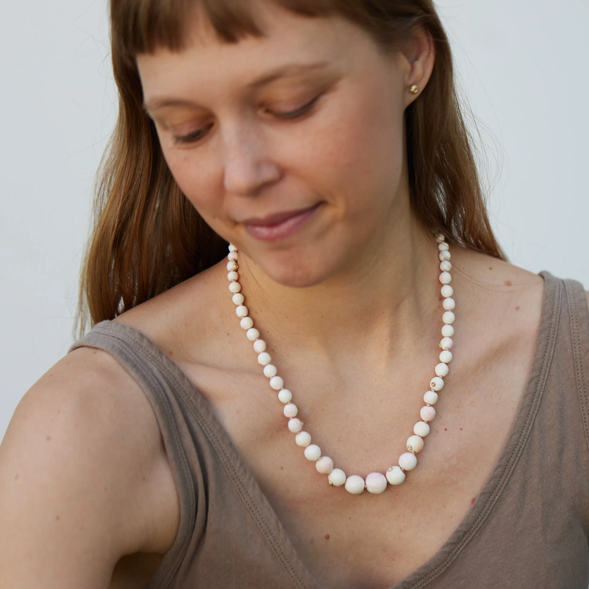 Vintage Angel Skin Coral Ruthie B. Necklace with Barnacles