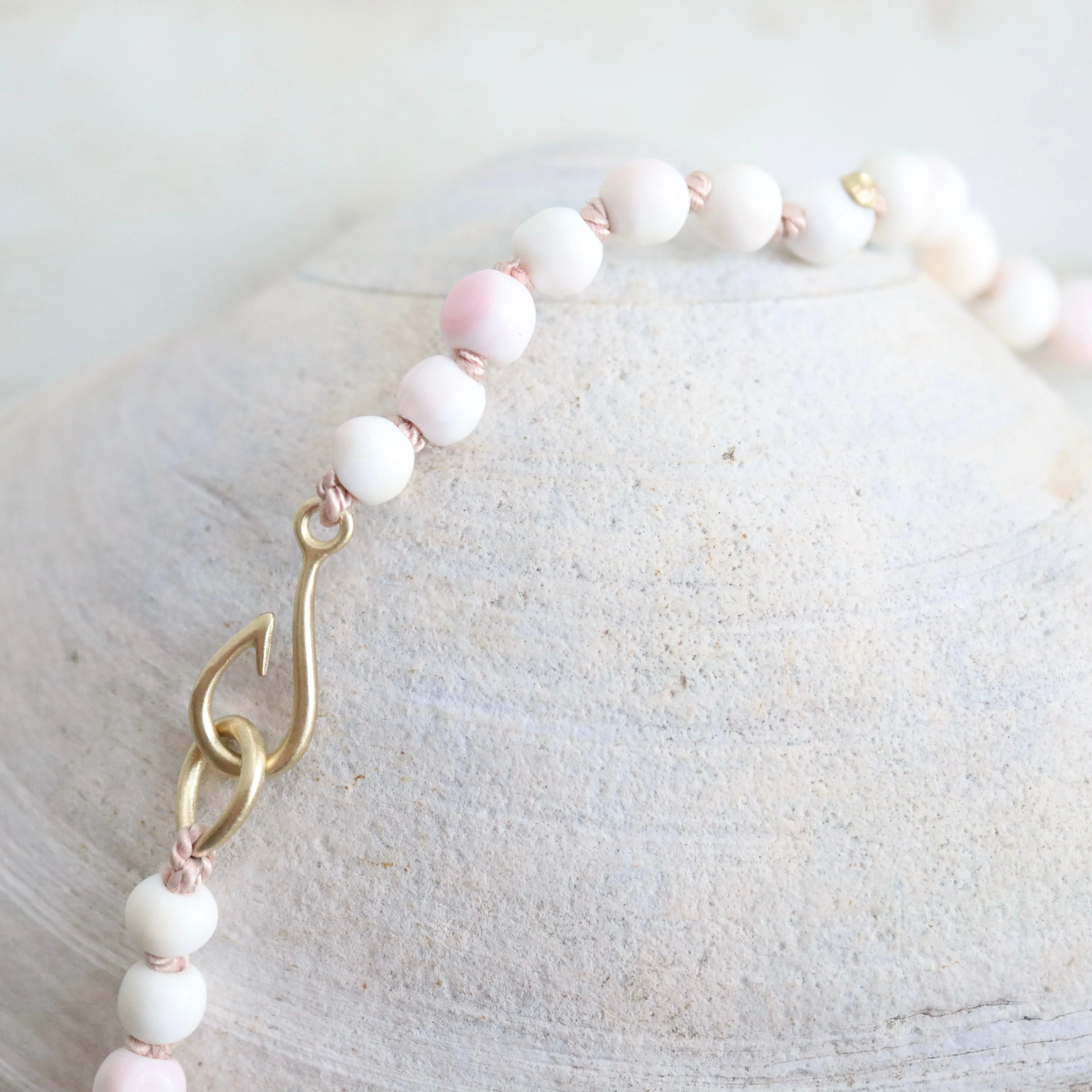 Vintage Angel Skin Coral Ruthie B. Necklace with Barnacles