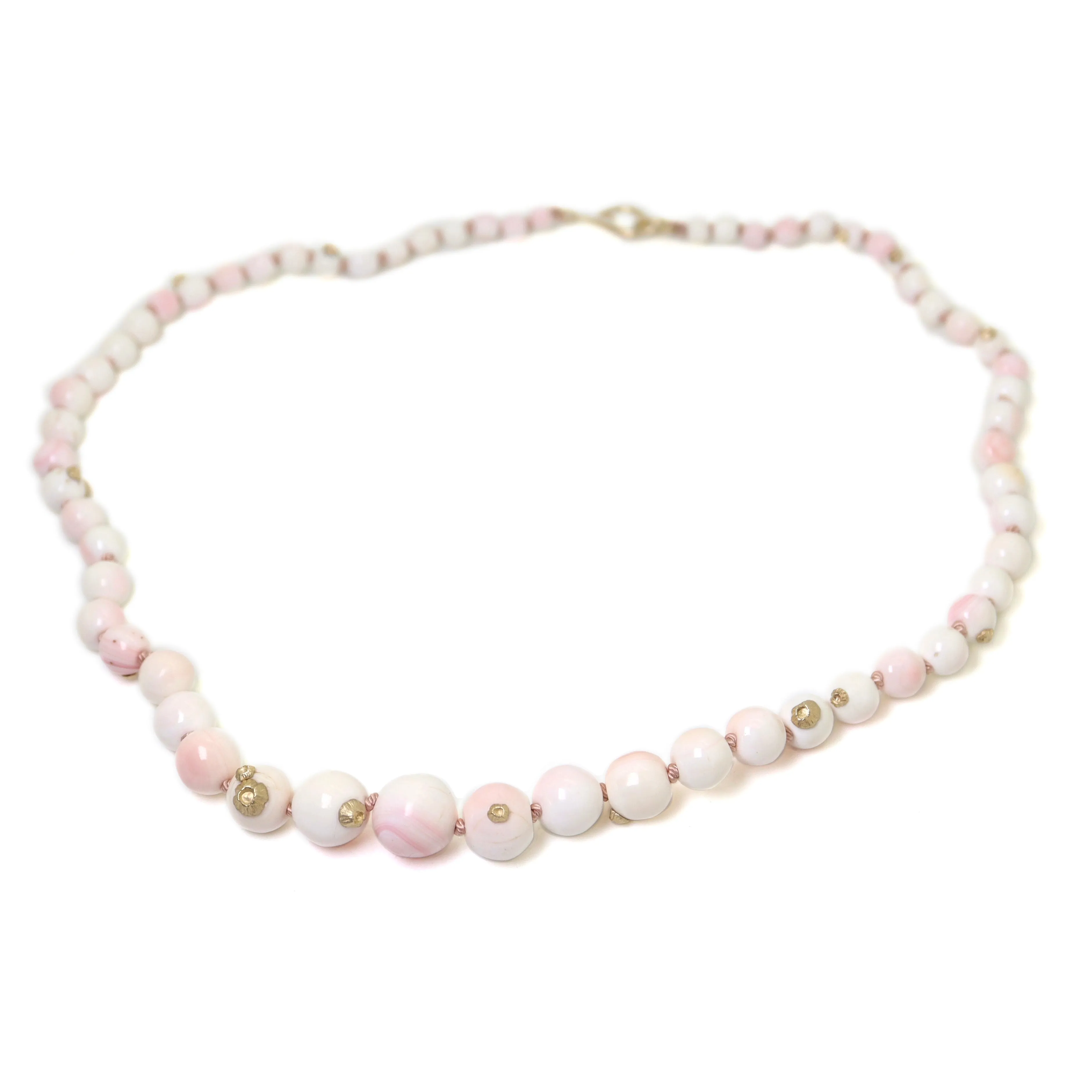 Vintage Angel Skin Coral Ruthie B. Necklace with Barnacles