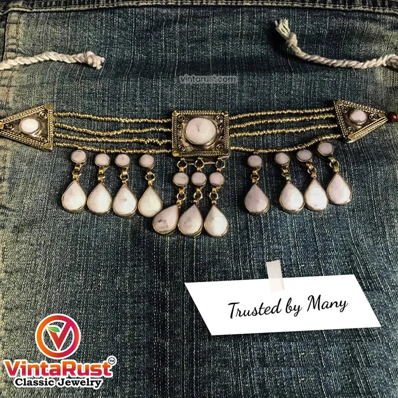 Vintage Style Boho Stone Choker Necklace