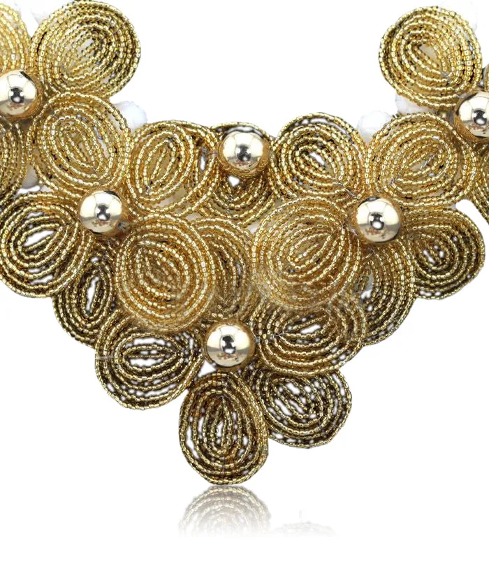 White African Nigerian Beads with Detailed Handmade Flower Brooch Jewellery Set Free Shipping